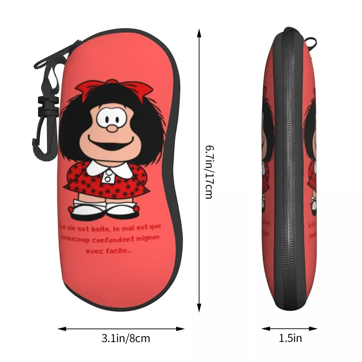 Kawaii Mafalda Sunglasses Case Neoprene Zipper Quino Argentina Cartoon Shell Eyeglass Case Custom Protective Box For Glasses