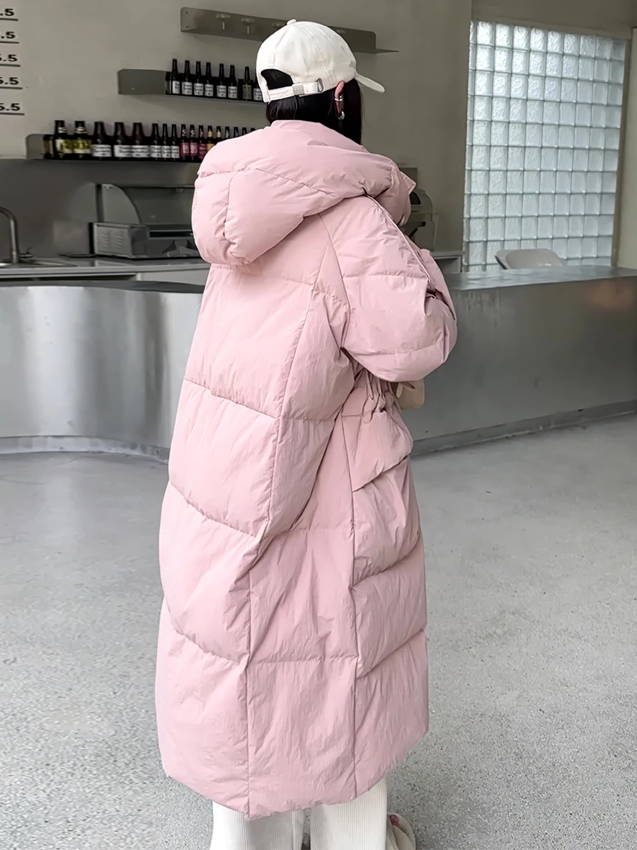 Señoras Thiened largo blanco Du down Jaet invierno 2024 nuevo Sle Commute Faion Abrigo con capucha prendas de vestir exteriores cálidas tendencia femenina