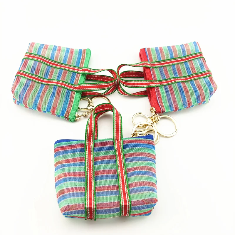 

Retro Sle Woven Vegetable Bag Keychain Hollow out Design Creative Coin Purse op Basket Storage Small Bag Pendant