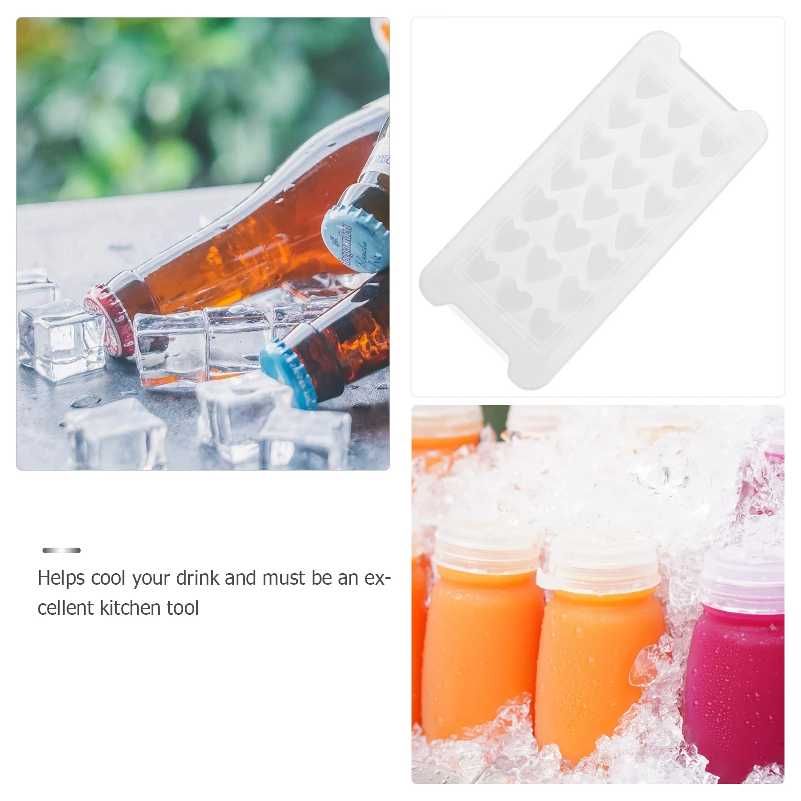 

1pc 21 Holes Silicone Mold Heart Maker Easy Release Push Bottom Clean Tray Household Refrigerator Ice Box Ice Making