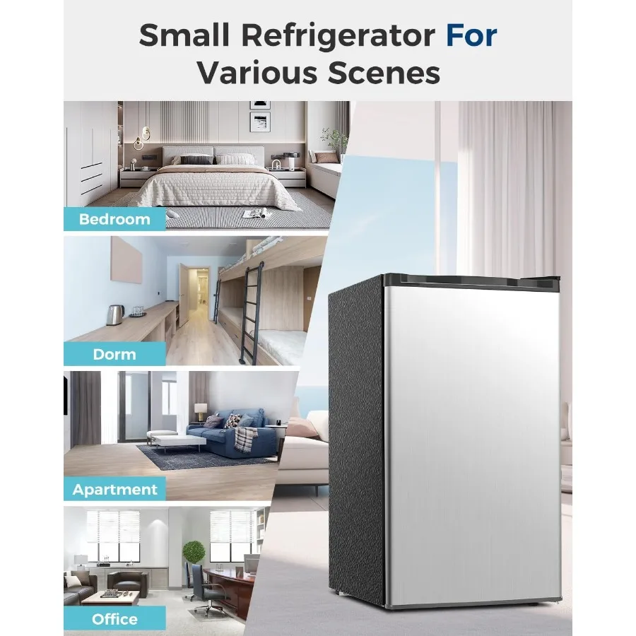 ثلاجة صغيرة مدمجة بباب واحد 3.2 قدم مكعب مع فريزر لغرفة النوم والشقة والمكتب والفصول الدراسية - ترموستات قابل للتعديل منخفض #6