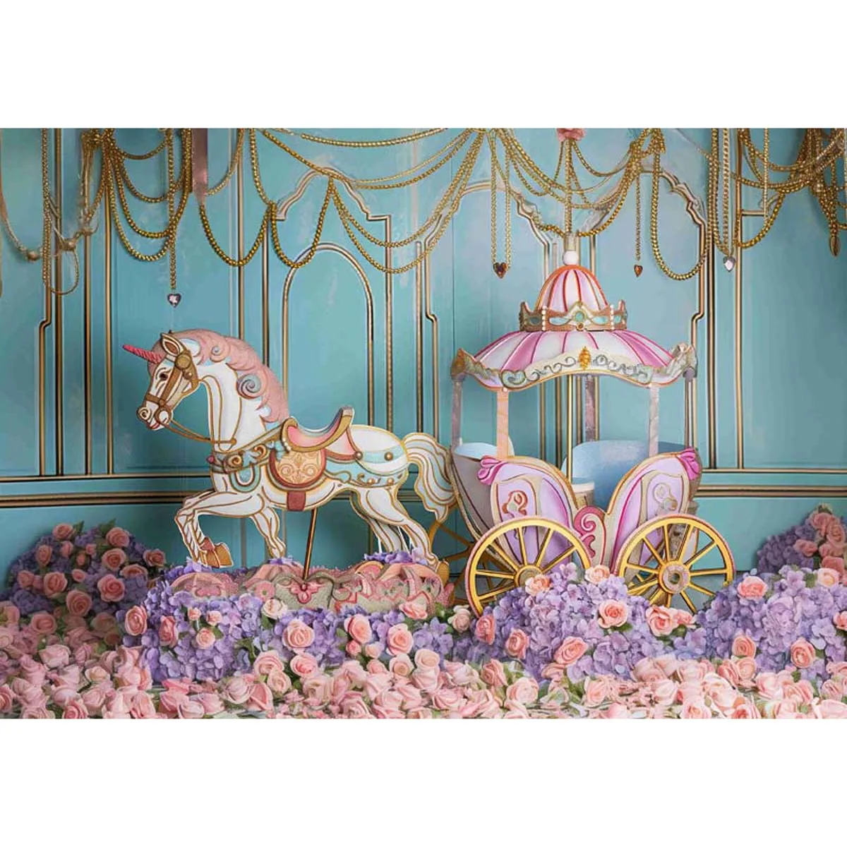 

Allenjoy Fancy Fairy Tale Horse Carriage Backdrop