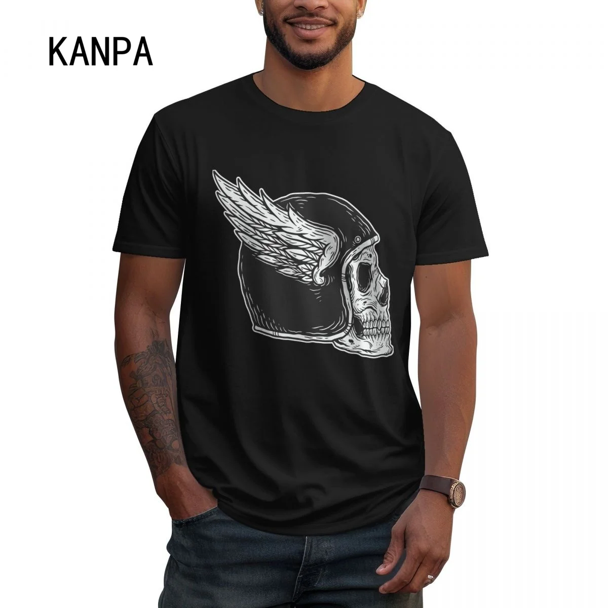 Dark Skull Graphic T-Shirts Men Cotton Short Sleeve T Shirts Basic Classic Crew Neck Top Tees Clothing S-6XL