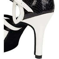 Black White Latin Dance Shoes for Womens Soft Bottom Indoor Jazz Tango Cha Cha Party High Heel Girl Dancing  Hollow Out Sandals - Image 6