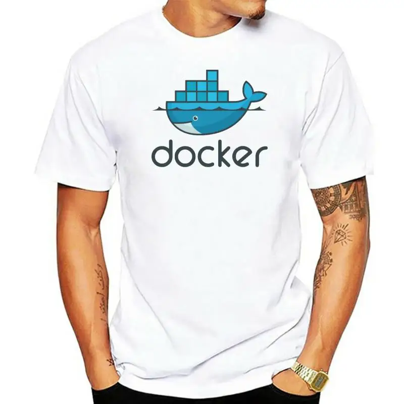 New Docker Blue Whale T Shirt Mother Day Coupons Customized Short Sleeve Pure Cotton O-Neck Man T Shirt High Quality Clothes