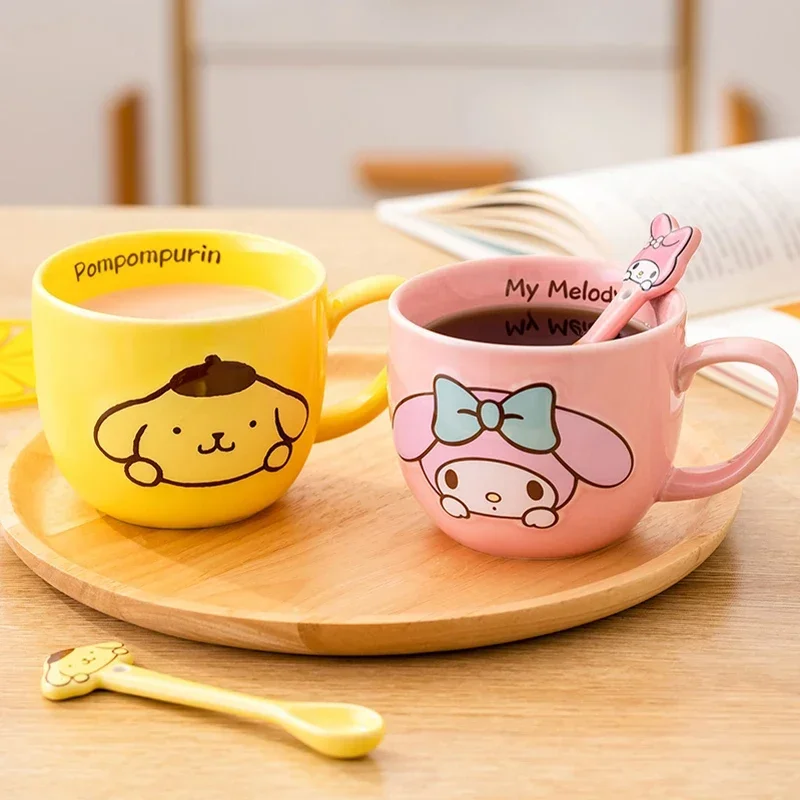 

Sanrio Kawaii Hello Kitty Mug MyMelody Cinnamoroll Sweet Anime Ins Style Home Office Oatmeal Breakfast Lovely Coffee Ceramic Mug