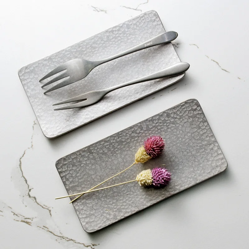 Matte Aged Towel Plate 304 Stainless Steel Sushi Plating Cutlery Tray view 4
