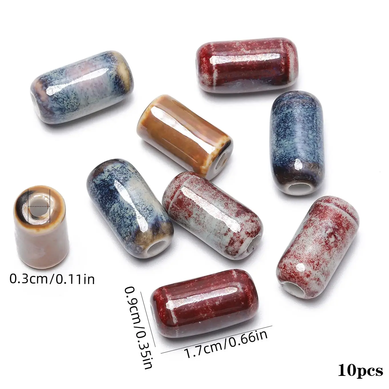 17x9mm Mixed Rectangle Colorful Floral Glaze Ceramic Beads Spacer Loose Beads Jewelry Making Bracelet Necklace Earring Accessory image 2