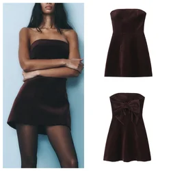 European and American style new back bow decoration sexy tube top dress female fashion slim short A-line skirt