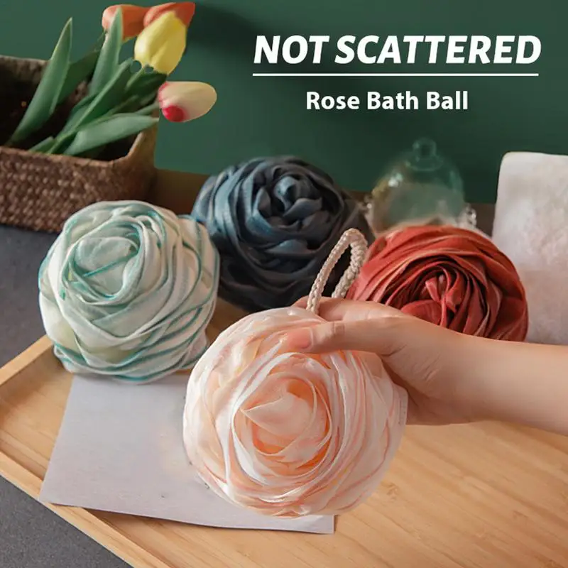 ลูกอาบน้ําฟองน้ําอเนกประสงค์ Rose Bath ฟองน้ําน่ารักลูกอาบน้ํา Lanyard อุปกรณ์อาบน้ําแบบพกพาสําหรับ Home Apartment ห้องน้ํา