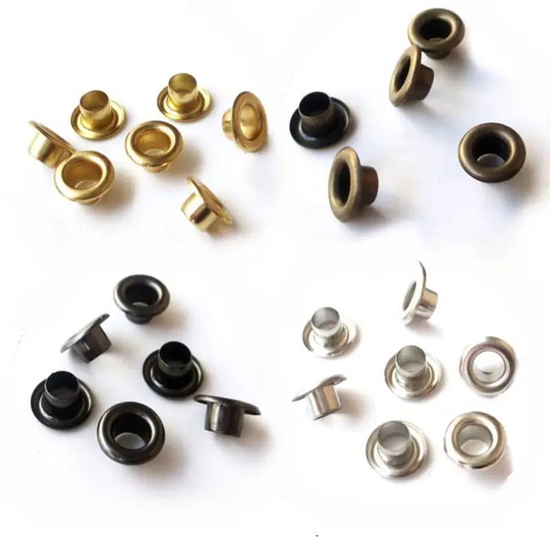 

100Sets Brass Round Eyelets for Leathercraft Shoe Belt Cap Bag Clothes Accessories,Inner Size 3-17mm, Silver,Bronze Black,Gold,