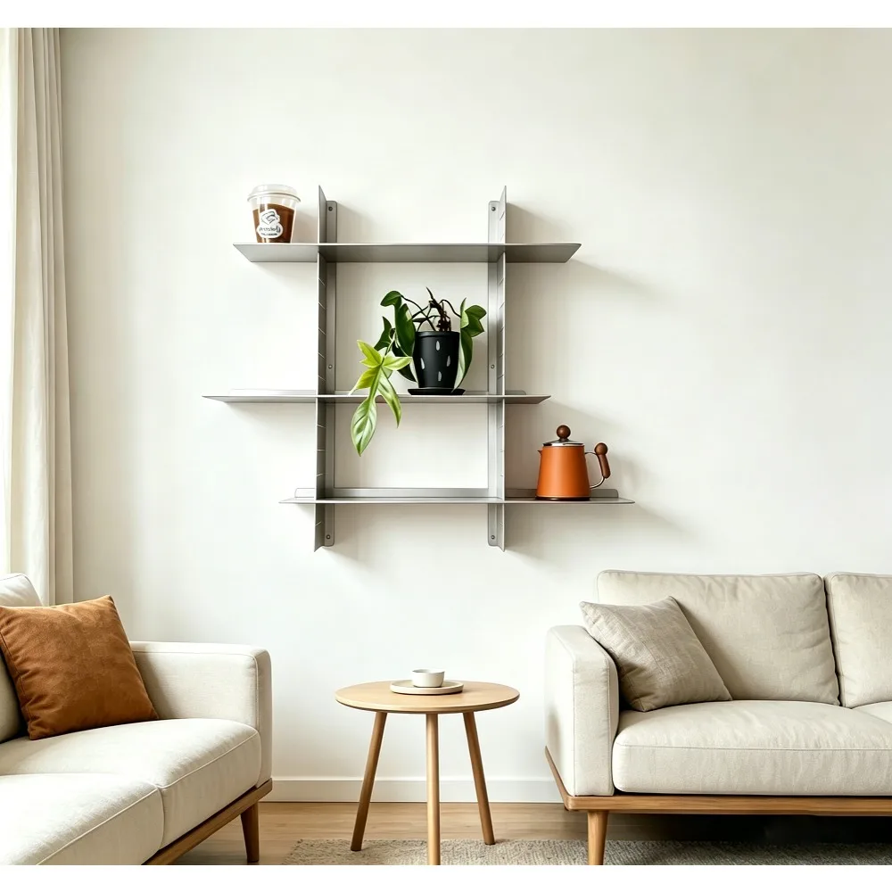 Modern Wall Mounted Shelf, 3-Tier Floating Storage Rack,Metal Hanging Organizer Shelves for Living Room Bedroom Kitchen Entryway