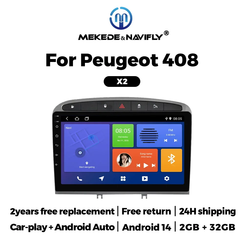 For PEUGEOT 308 308S 408 2010-2016 Wireless Carplay Android Auto Car Radio FM Stereo Navigaiton GPS Multimedia WIFI 2din NO DVD