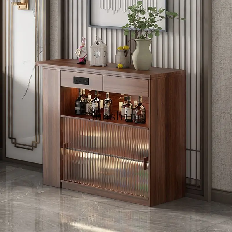 

Solid wood home leisure folding retractable bar, sofa side partition cabinet, small apartment balcony