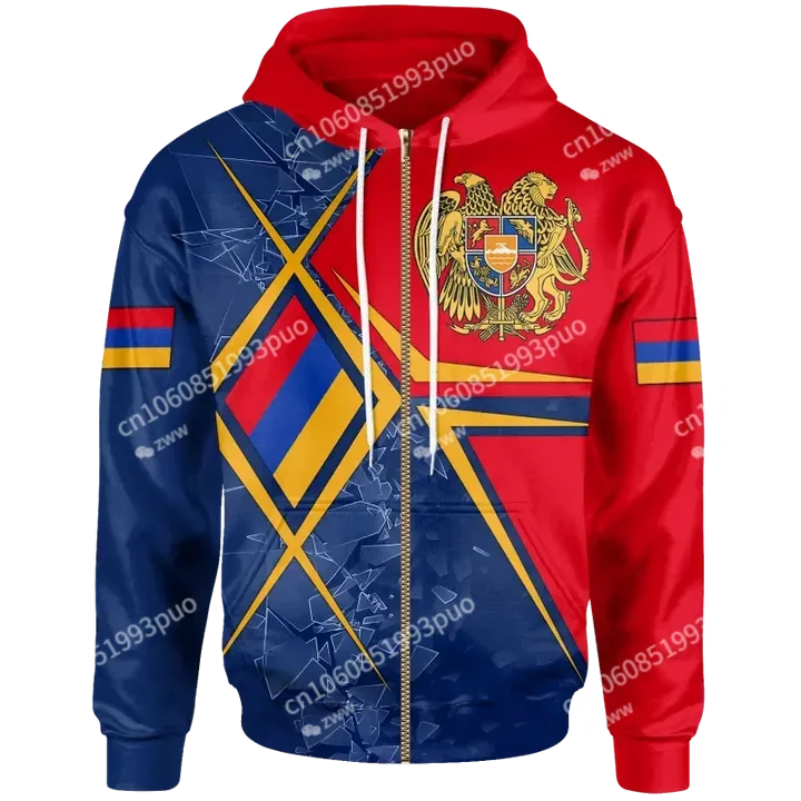 Latest National Emblem Flag Armenia Vintage Zip Hoodie Men's/Women's Sportswear 3D Print Street Apparel Harajuku Zip Hoodie