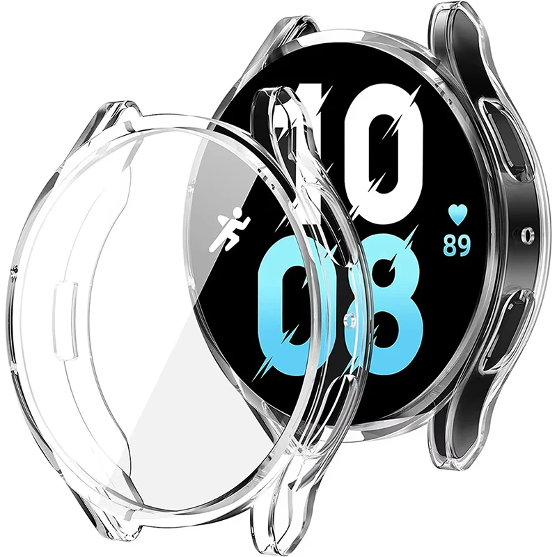 Capa protetora para samsung galaxy watch 7, 40mm 44mm, cobertura revestida, tpu, amortecedor, proteção de tela cheia, acessórios