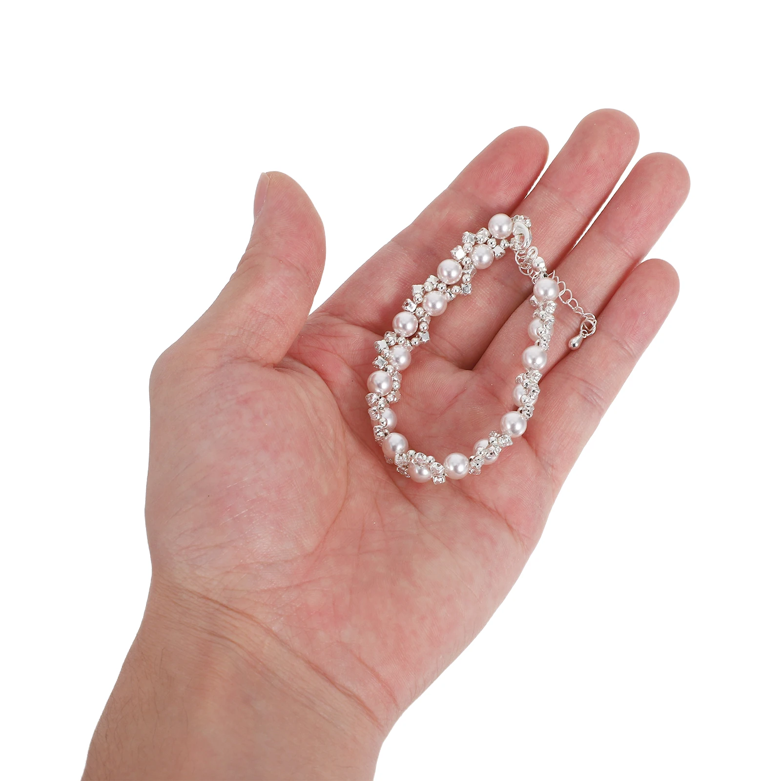 Sparkling Zircon Pearl Bracelet Vintage French Style Rhinestone Charm Wristband Party Jewelry Women Ladies Bangles