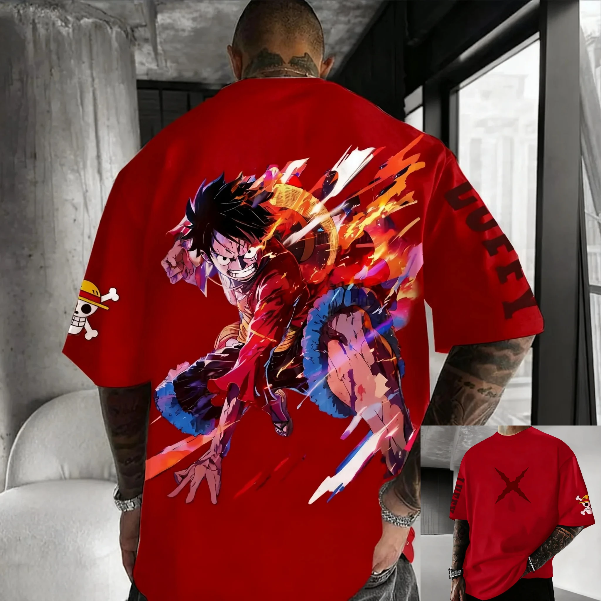 2026 قطعة واحدة أنيمي لوفي Harajuku تيشيرت صيفي الرجال حجم كبير العصرية ريترو الشارع المرأة عادية كم قصير زوجين للجنسين #1