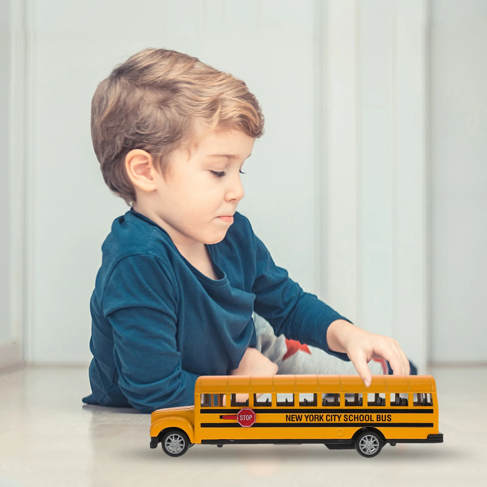 1 PC School BUS ของเล่นดึงกลับรุ่นรถบัสของเล่นเด็กของเล่น (ขนาดใหญ่, 1:24) เด็กโรงเรียนรถบัสของเล่นดึงกลับของเล่น