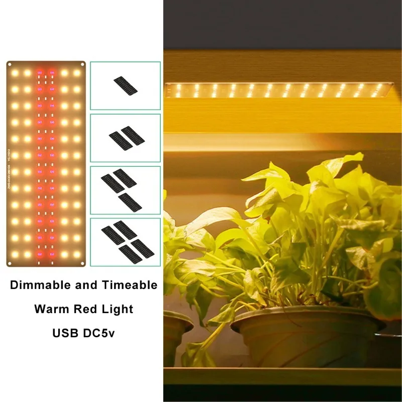 

LED Quantum Board USB 5V Plant Grow Light Full Spectrum Indoor Hydroponic Cultivation Lamp with Timer for Succulents Seedlings