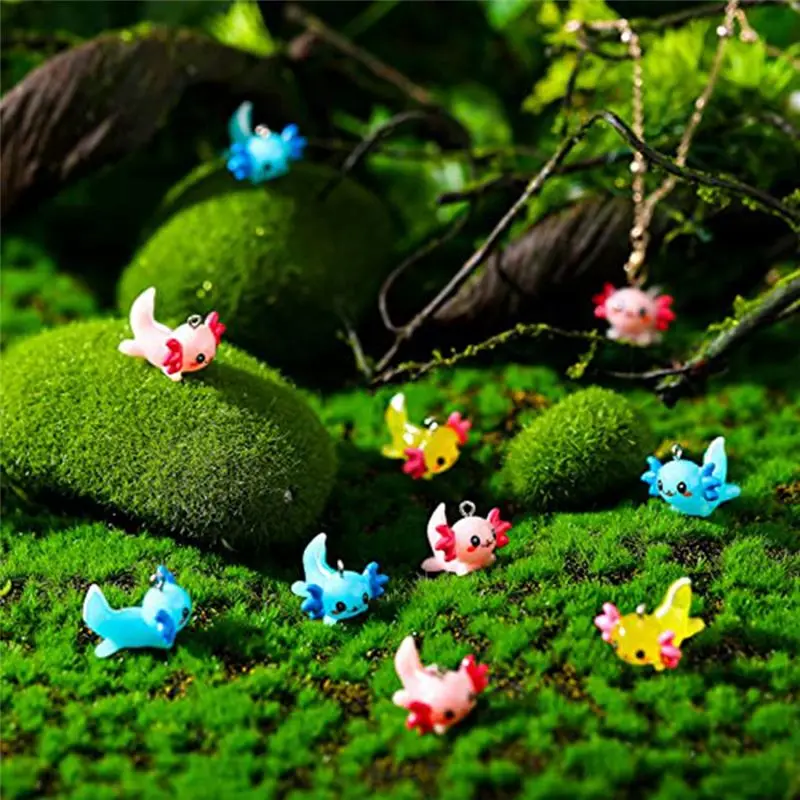 FOR HOME 60 Pcs Mini Axolotl Resin Charms Miniature Sea Axolotl Animal Pendant Axolotl Ornament Axolotl Tiny Animal Figurine
