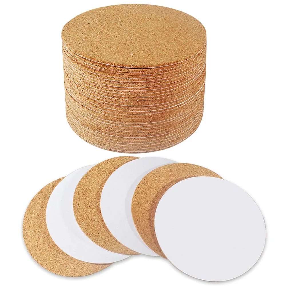 

10pcs Sheets Round Cork Coasters 9cm/3.54inch Self-Adhesive Cork Mats Cork Backing Sheets for DIY Coasters Craft Accessories