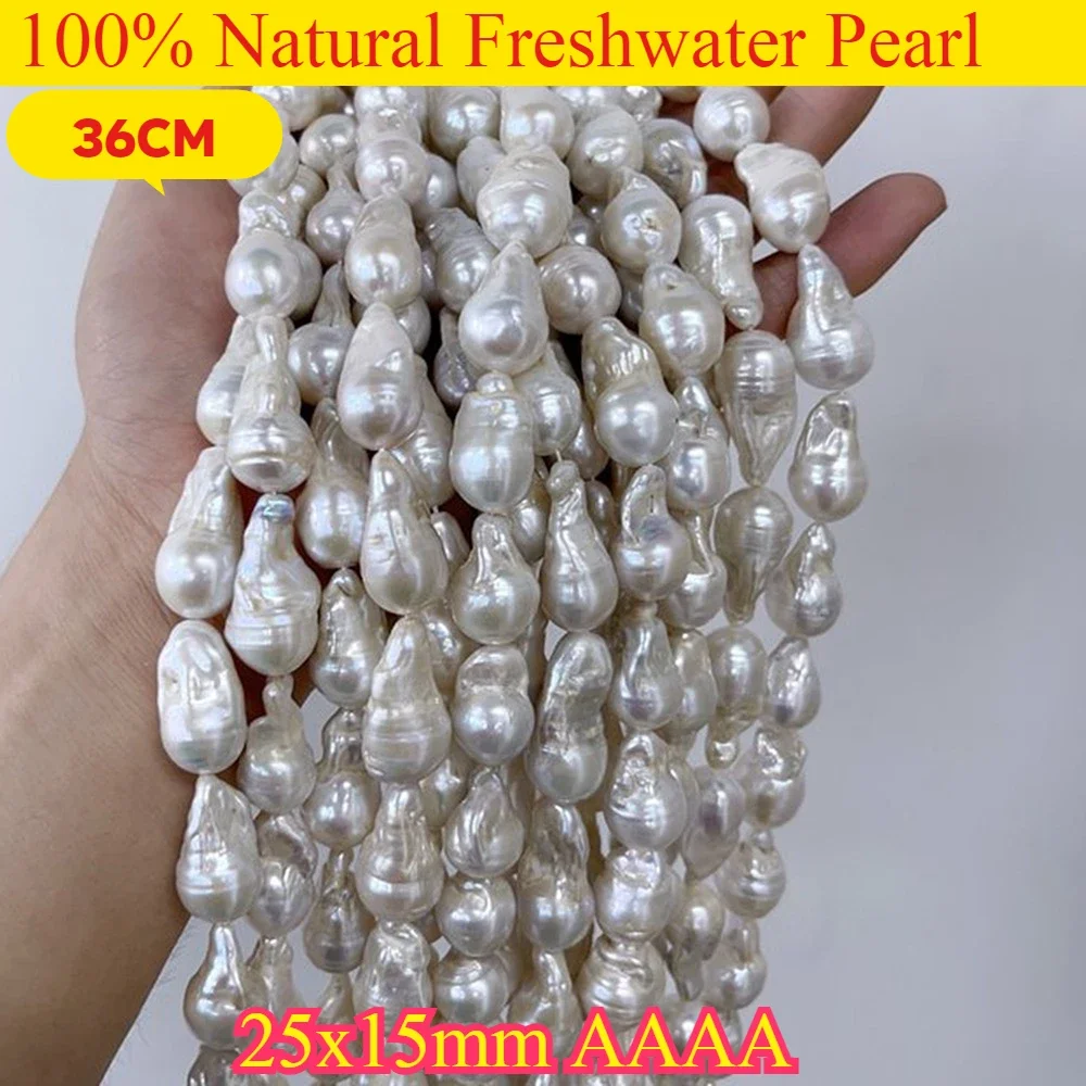

25x15mm AAAA Elegant Natural Freshwater Pearl Baroque Water Drops White Bead Jewelry Make DIY Necklace Bracelet Women Wedding