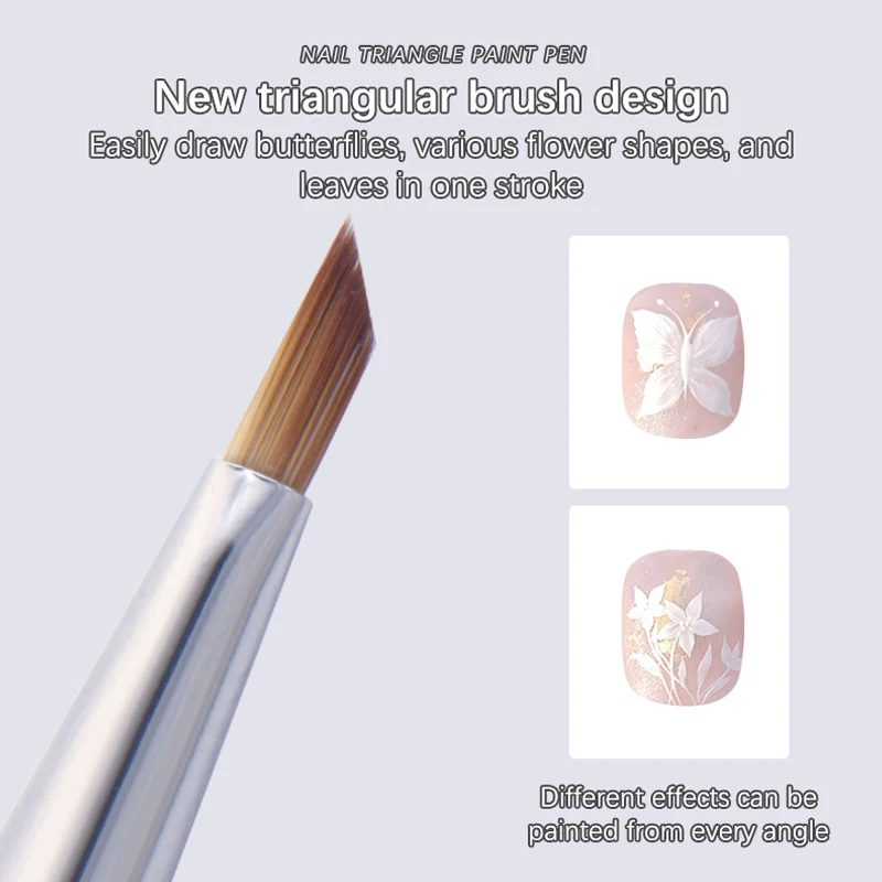 1Pc Nail Painting Uv Gel Drawing Embossing Brush Triangle Pen Aurora Pen Handle Manicure Dotting Builder Tool For Nail Salon.+..