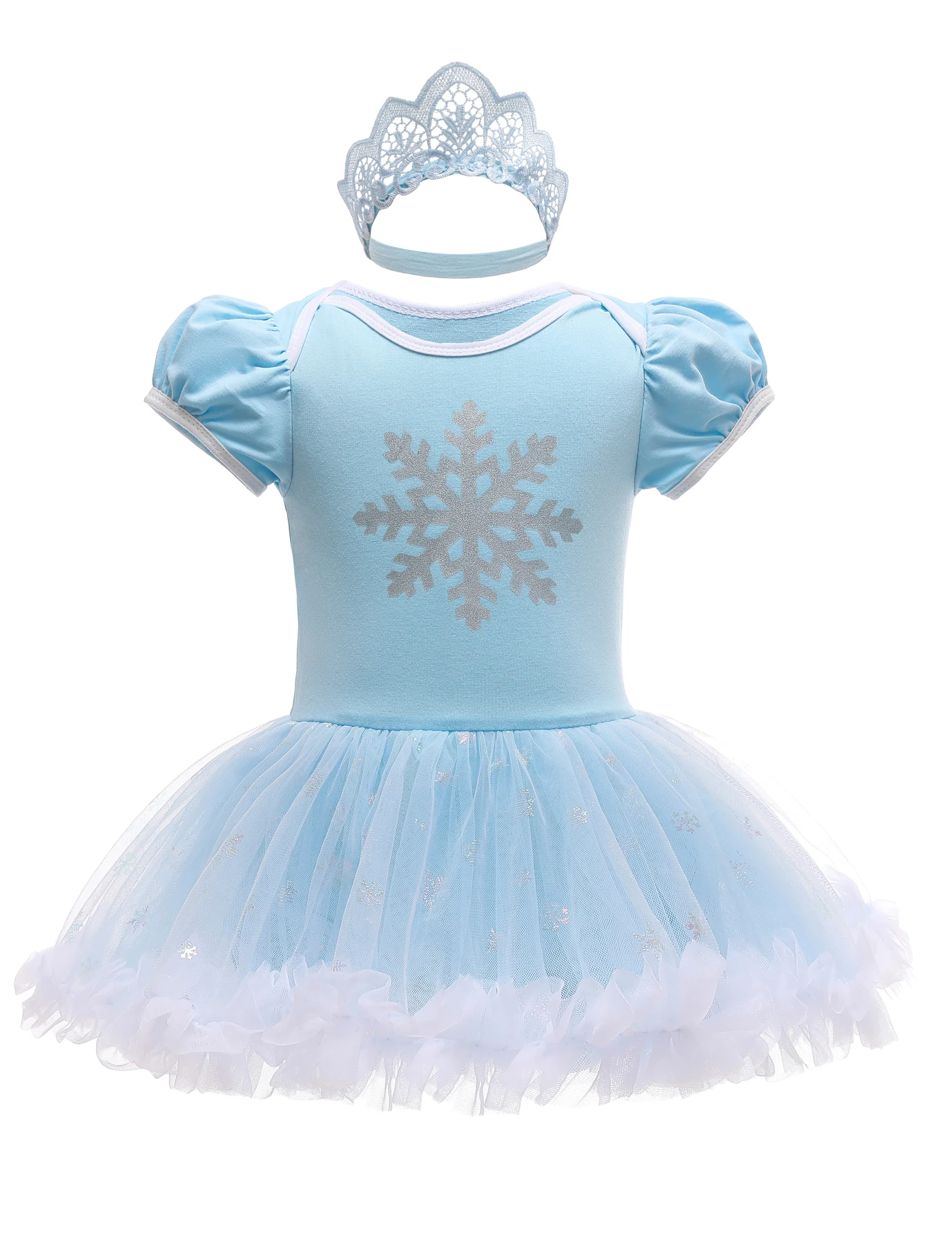 طقم ملابس عيد ميلاد للفتيات الصغيرات مكون من قطعتين بأكمام قصيرة فستان تسلق الأميرة مع توتو باليه وعصابة رأس للأطفال