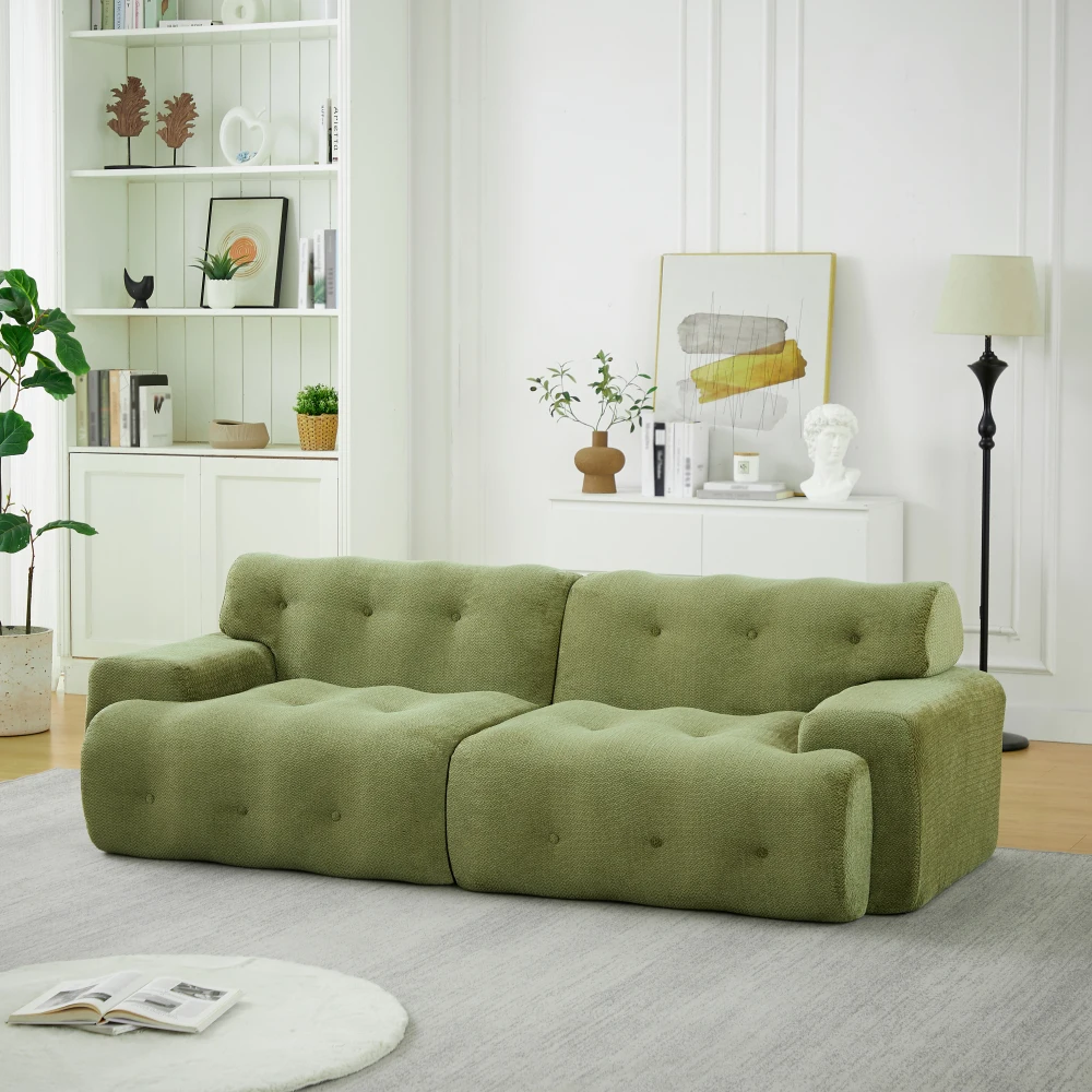 Sofá Nube, Extra Grande para 2 Personas – Reposabrazos Anchos y Diseño Moderno con Decoración de Botones, Sofá Plegable, Ideal para Sala de Estar