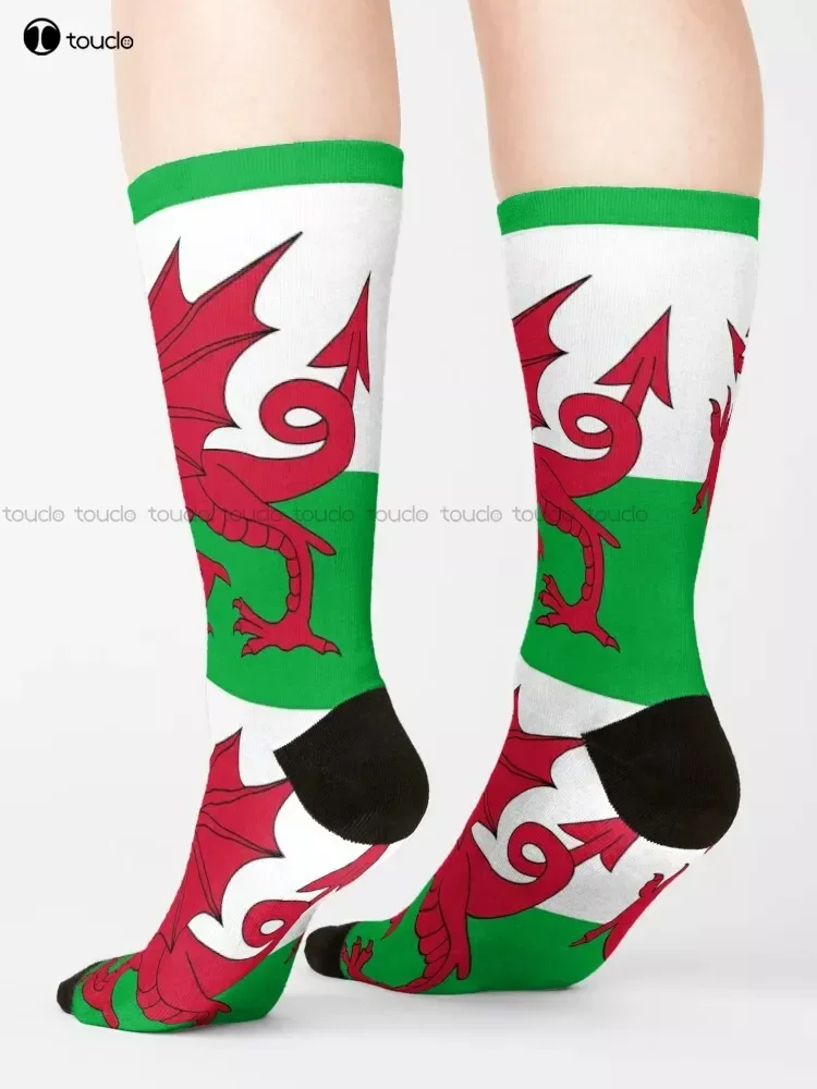 Cymru - Welsh Flag Socks Socks Personalized Custom Unisex Adult Teen Youth Socks 360° Digital Print Custom Gift Streetwear