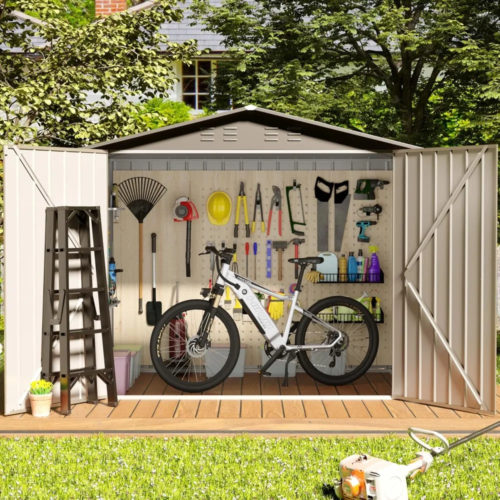 

6' x 4' Outdoor Metal Storage Shed, Outdoor Metal Shed, All-Weather Resistant Steel Garden Shed with Double Lockable Door