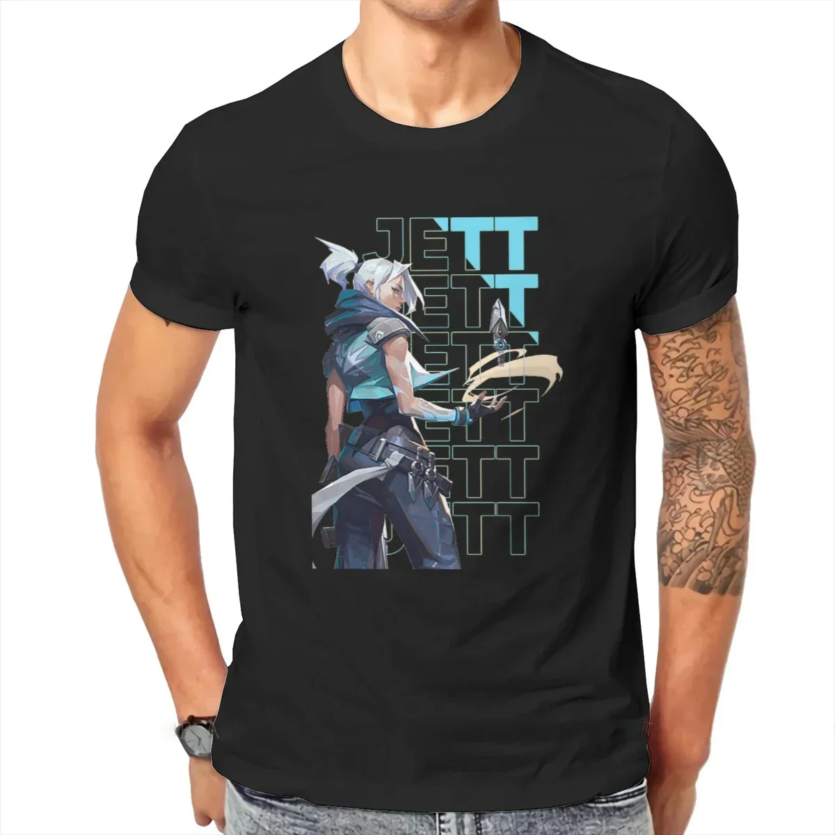 VALORANT Game Jett T Shirt Klasyczna graficzna koszulka wysokiej jakości Duże koszulki męskie z okrągłym dekoltem