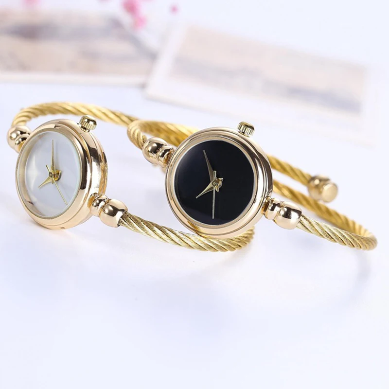 MAYZHISU Luxury Bracelet Women's Watches Gold Bangle Women Quartz Wristwatch Retro Steel Thin Chain Dress Watch for Ladies Girls