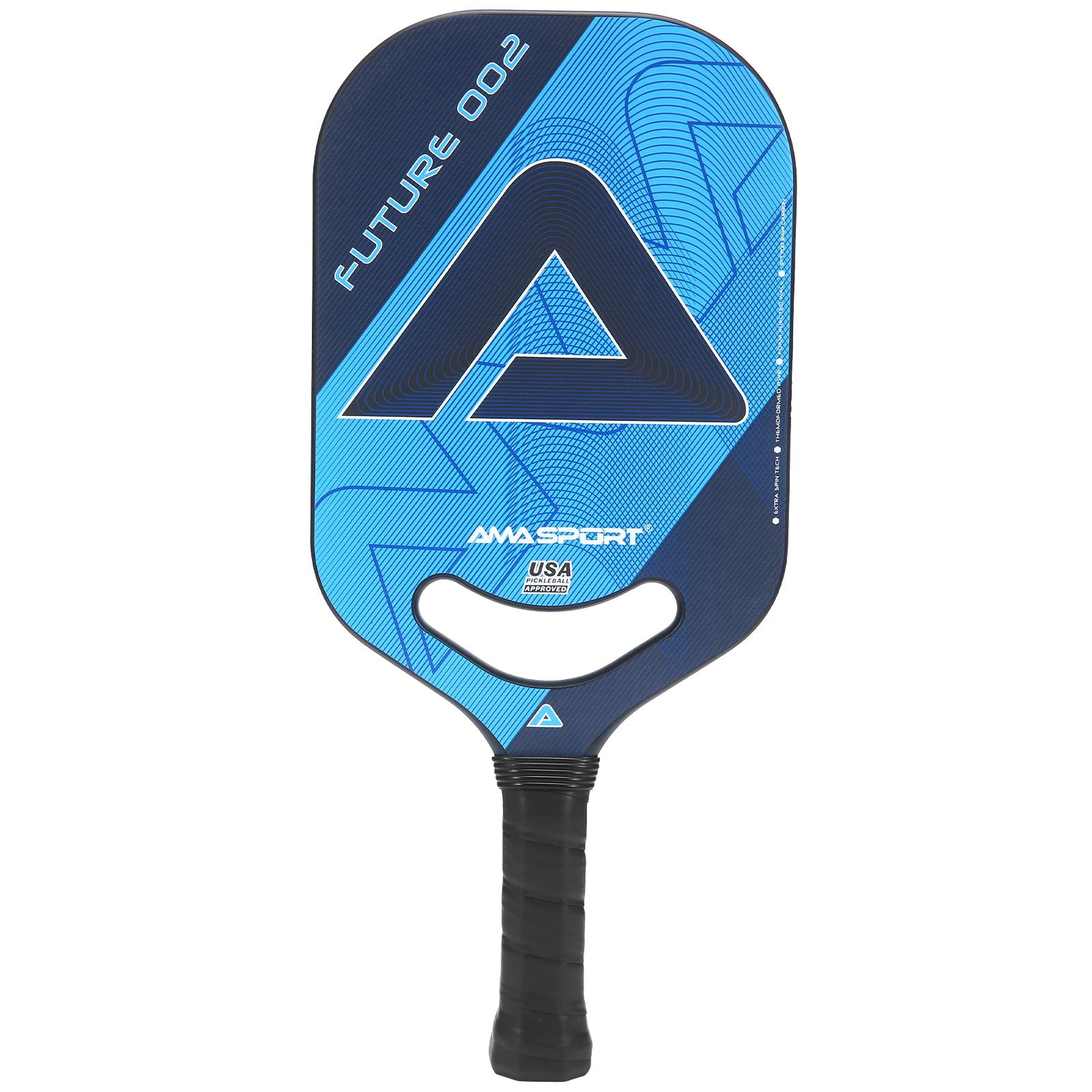 Future 002 Toray T700 Carbon Edgeless Pickleball Paddle 13mm Multi-Layered core with Superior Grit Spin Themoformed Racket- Blue