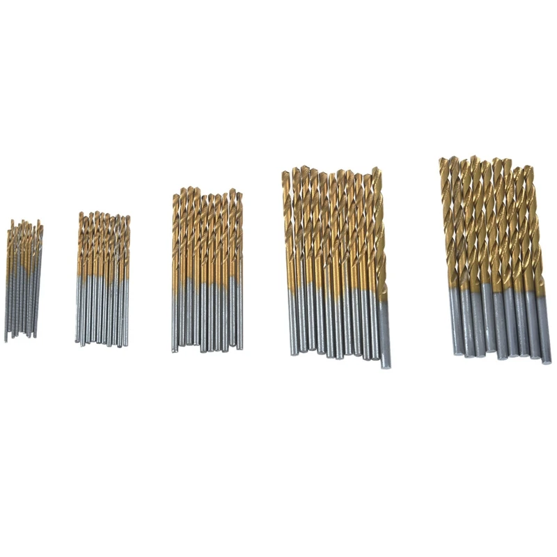 AT35 50 Pcs Titanium Coated High Speed Steel Drill Bit Set Tool 1/1.5/2/2.5/3Mm