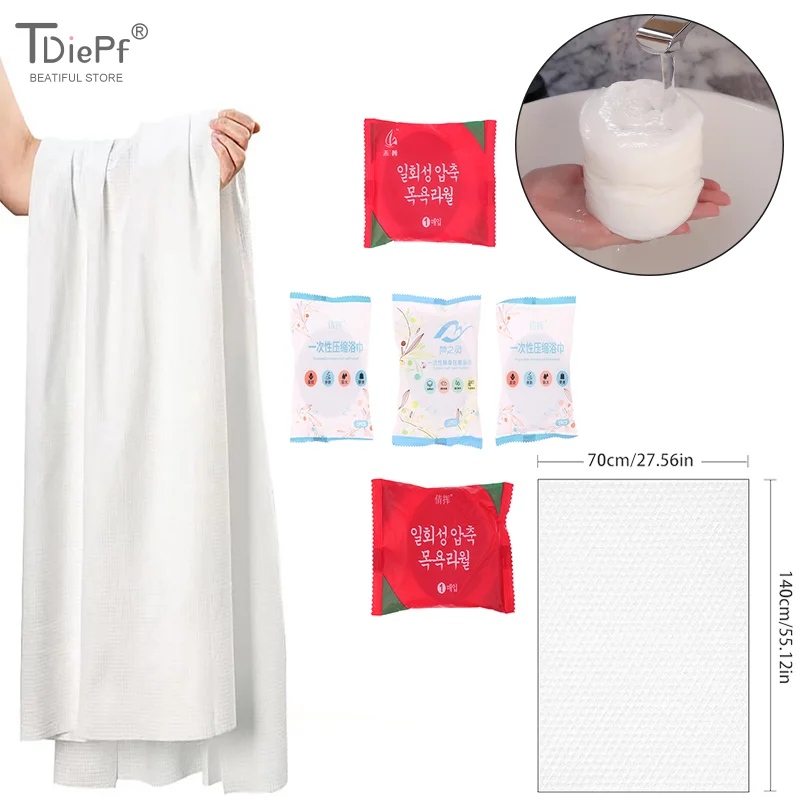 1 pçs grandes toalhas de banho descartáveis toalhas comprimidas toalhas de algodão de viagem portátil viagem essencial chuveiro lavável toalhas