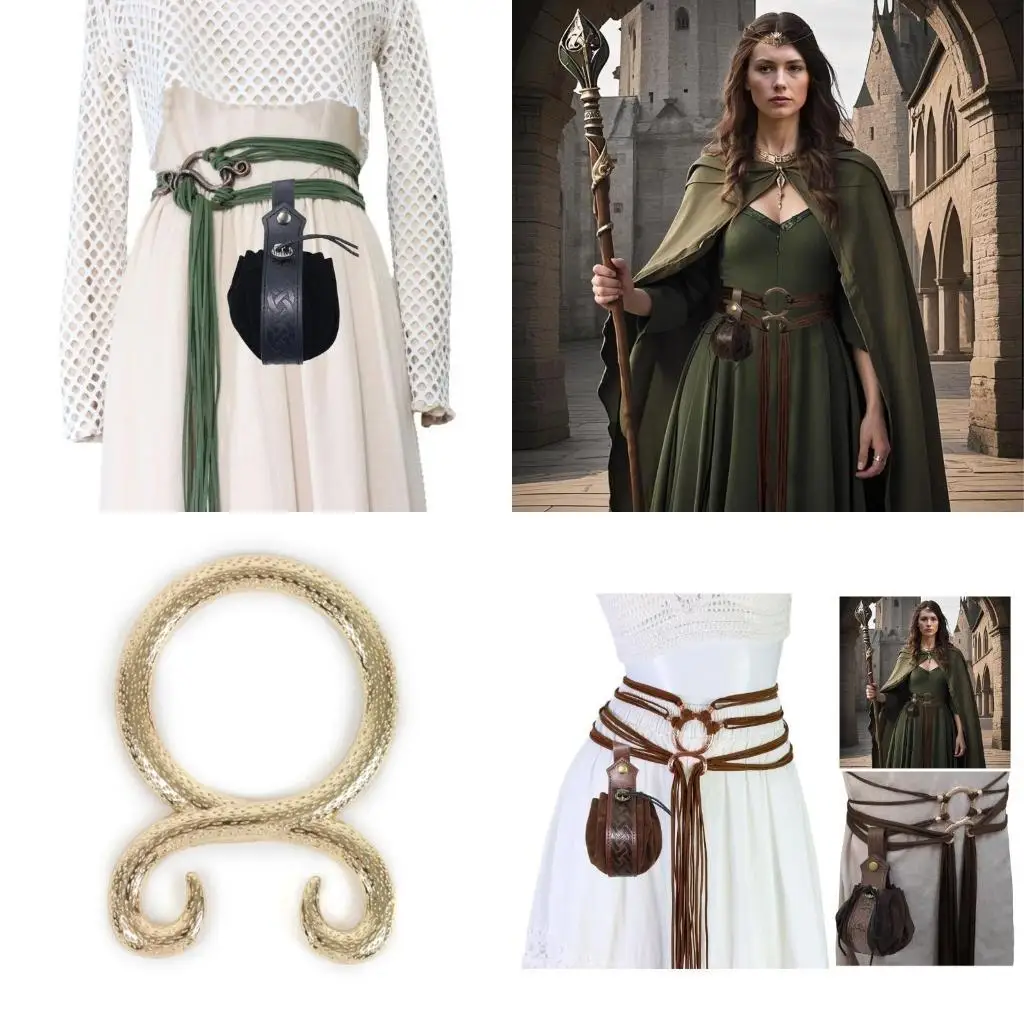 

Ренессансный пояс с завязками на талии, праздничный аксессуар, викторианский пояс с поясной сумкой с тиснением из искусственной