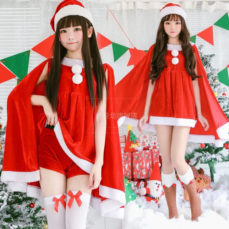 

Christmas Dress Sexy Women Santa Claus Costume Fancy Dress Sexy Cosplay Costume Party Dress Red Velvet Dresses