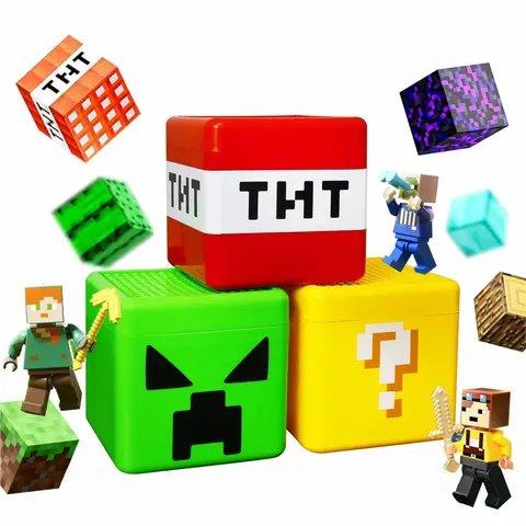 TNT Storage Box DIY Magnetic Building Blocks Snack Toy Block Storage Bucket Plastic Organizer Container Assembly Toys for Kids