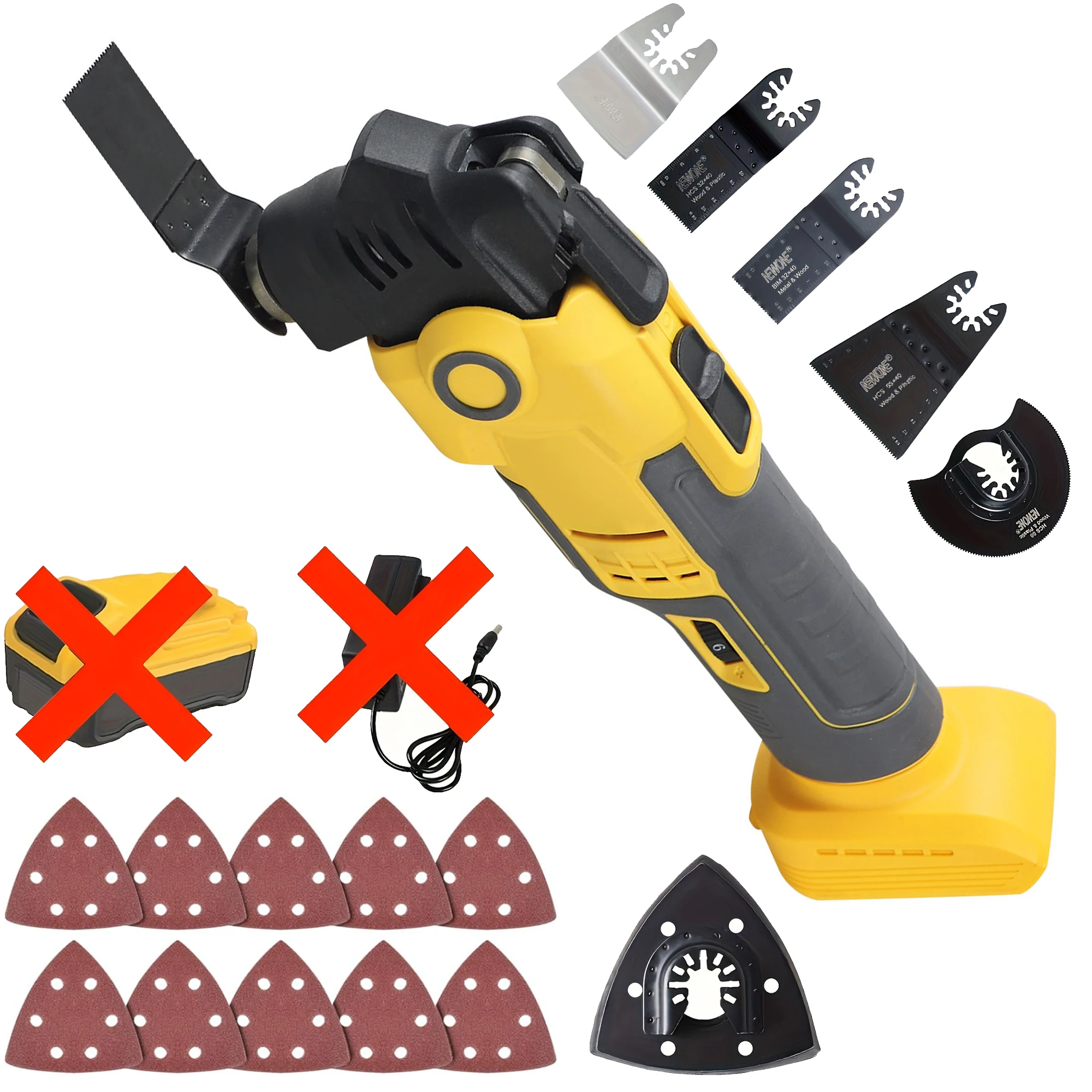 Alat Multi Fungsi Tanpa Kabel Brushless untuk Baterai 20V Max, Kit Mata Gergaji Osilasi Anti-getaran, 6 Kecepatan, 4 °   Bergoyang-goyang