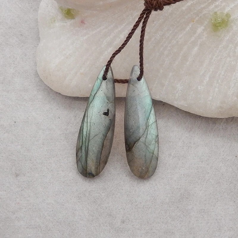 

Popular Stone Earrings Beads Natural Stone Labradorite Earring Beads 27x9x4mm 2.5g Semiprecious Fashion Jewelry Accessories