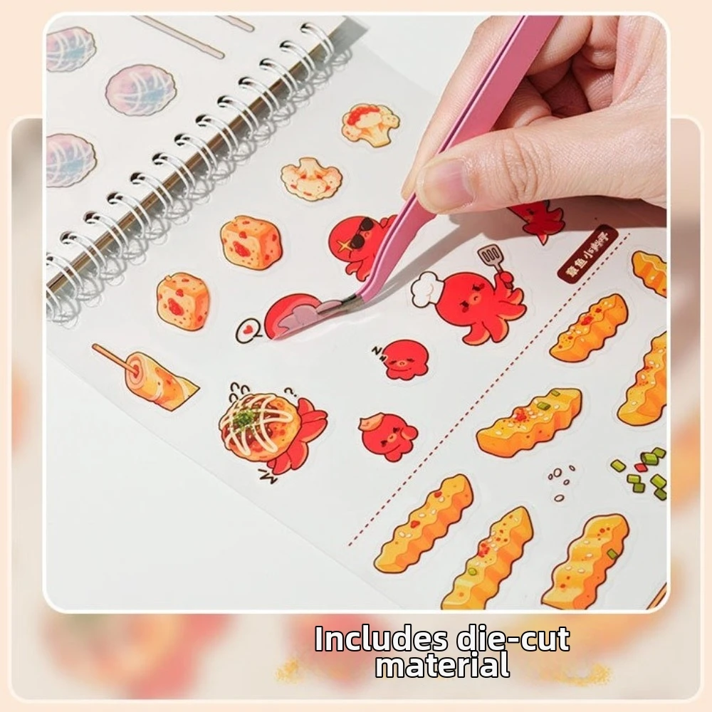 New 3D Effect Scene Sticker Book Food Theme Cartoon Miniature Stickers Self-Adhesive Collage Sticker Pack for Scrapbooking