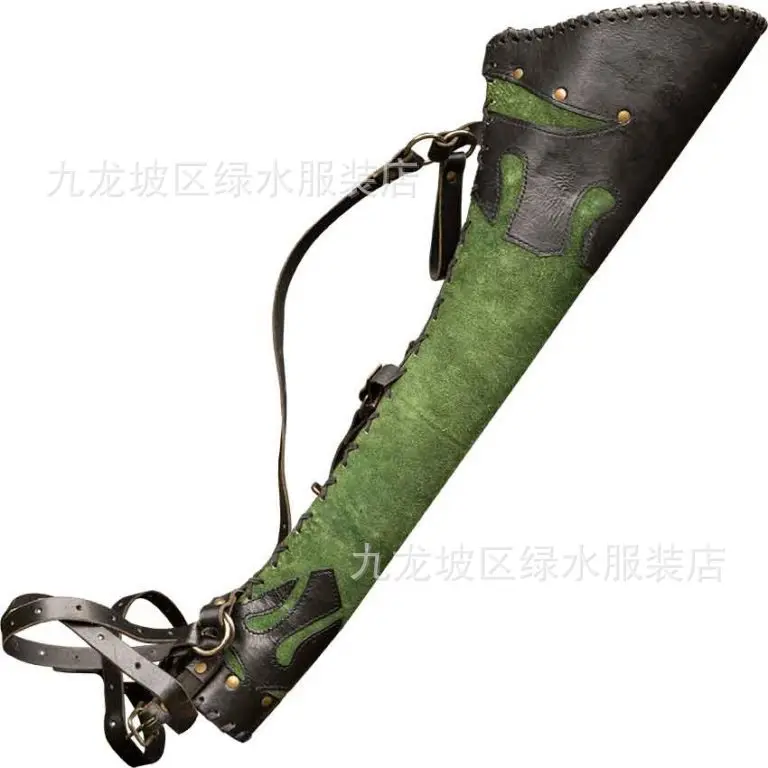 new-retro-two-tone-horn-shaped-leather-medieval-quiver