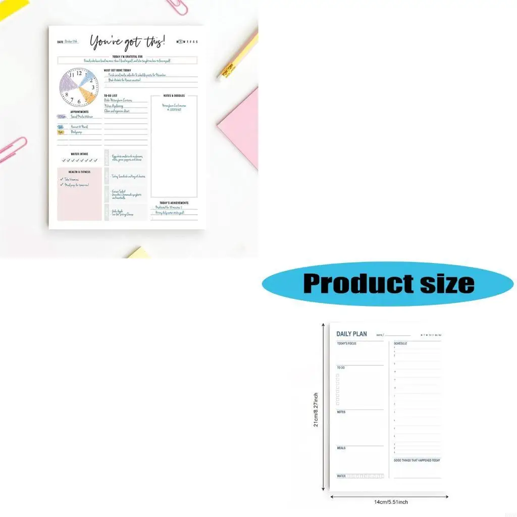 Daily Planner Notepads Meal Fitness Planner Tracking Journal with 60 Sheets For Workout Reading Meal Scheduling Planning 896C