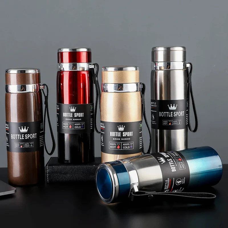 Thermos en acier inoxydable de 800 ml, bouteille isotherme pour eau froide et chaude, tasse isolée anti-fuite, gourde isotherme portable, bouilloire de voyage