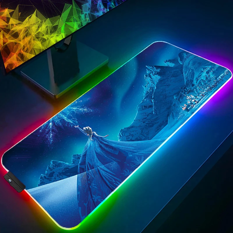لوحة ماوس كبيرة RGB حافة قفل Kawaii فروزن سرعة الكمبيوتر للاعبين الرياضات الإلكترونية الخلفية لوحة مفاتيح الكمبيوتر المحمول LED xxl لوحة الماوس #5