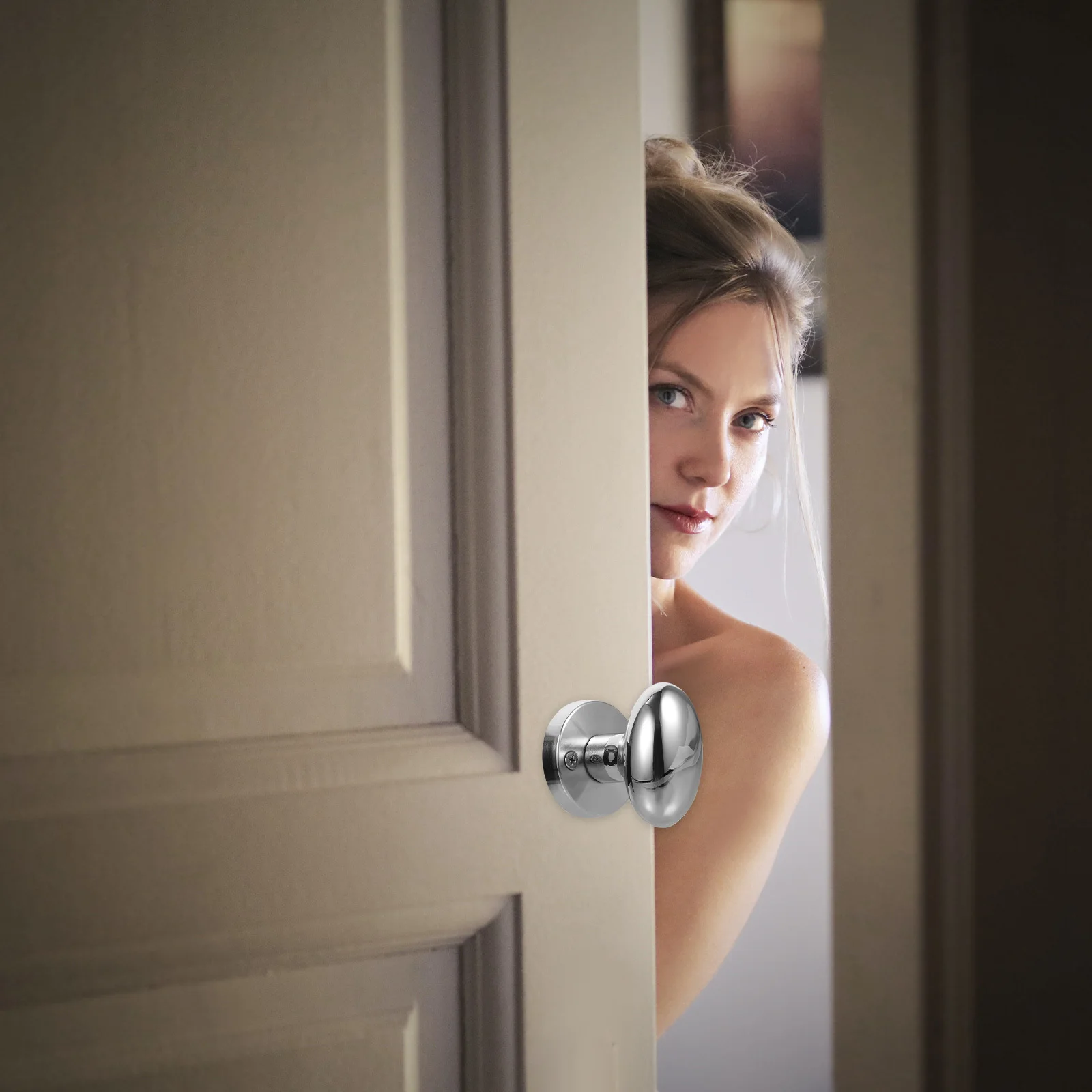 

1 set 1 Set Hidden Door Lock Stainless Steel One Sided Deadbolt Single Cylinder Round Lever For Bedroom Bathroom Balcony Door