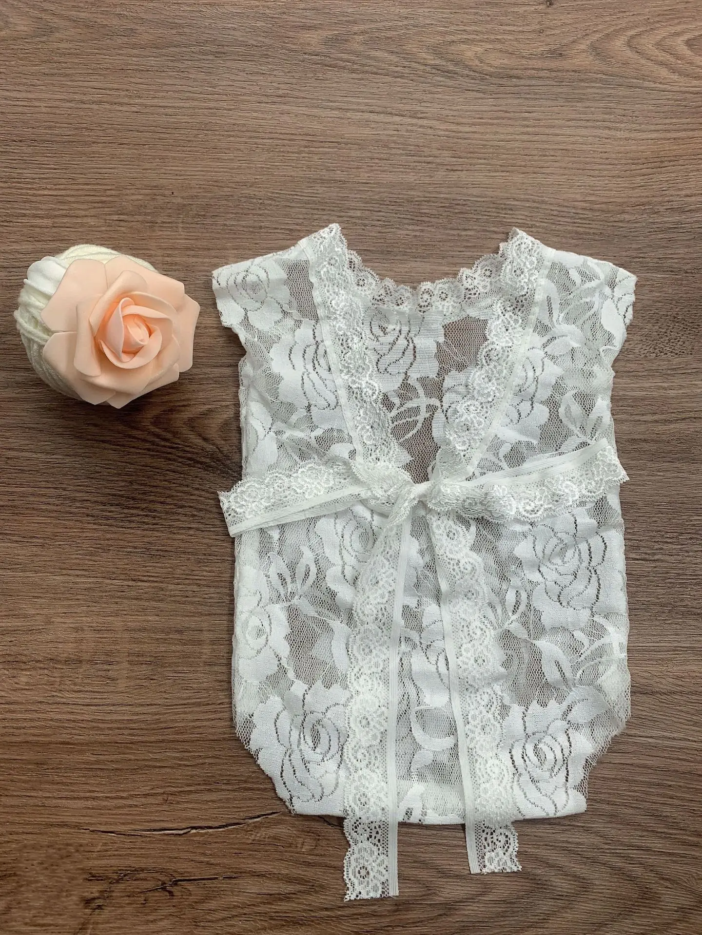 Newborn Photography Props Hat Baby Lace Romper Bodysuits Outfit Photography Girl Dress Photo Shoot Costume