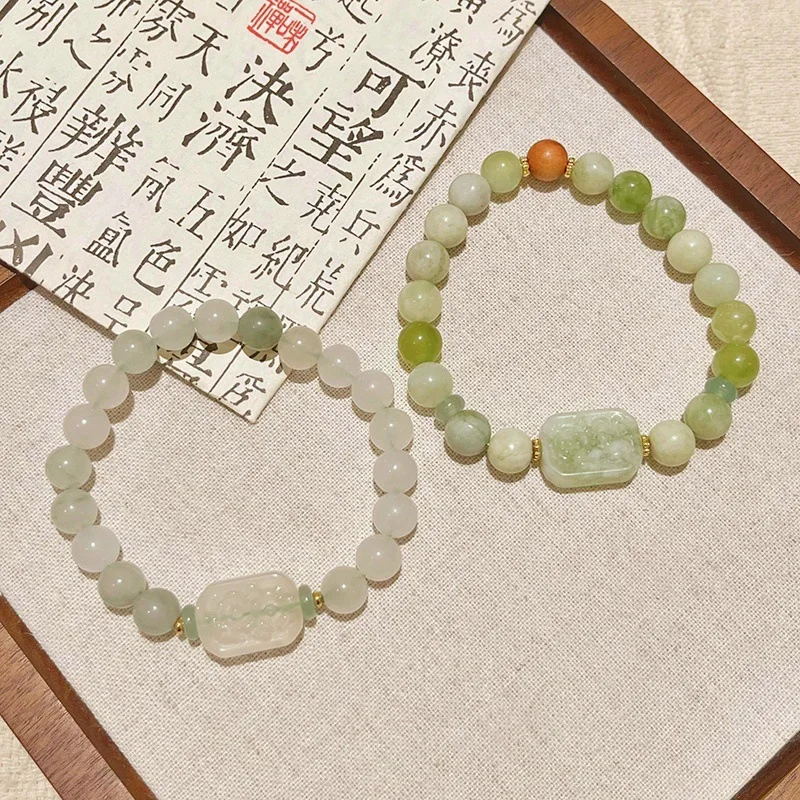 

Кепка Green Grape Milk Cap ~ Natural Stone Xiuyan для женщин, бренд без беспокойства, Tianshan Jad, национальный тренд, новый китайский ремешок для рук
